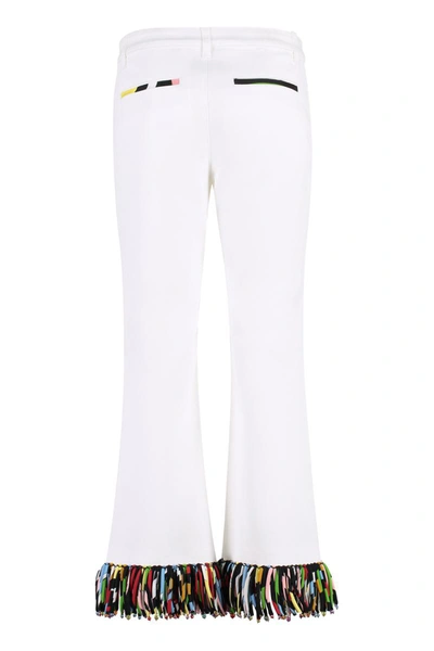 Pucci Abstrac-print Fringed Flared Trousers In White