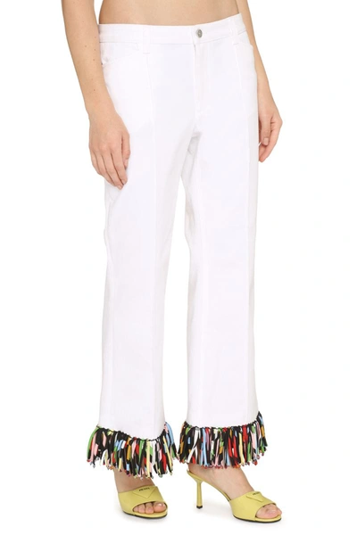 Pucci Abstrac-print Fringed Flared Trousers In White