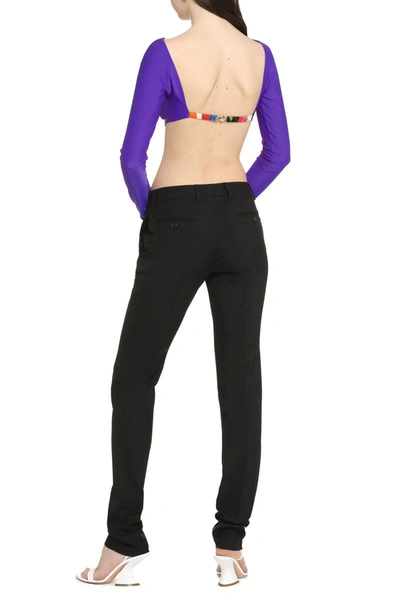 Shop Pucci Knitted Crop Top In Purple