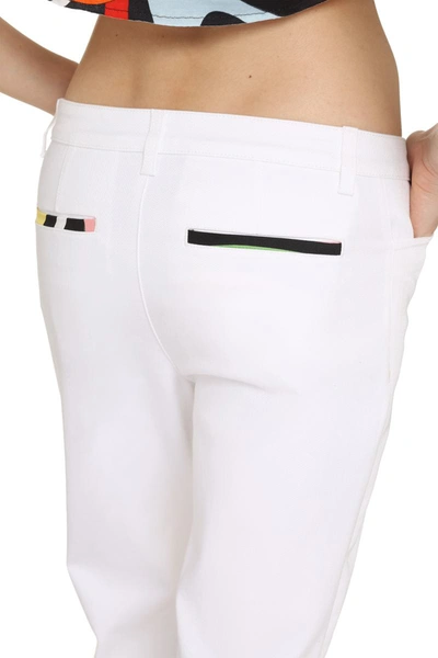 Pucci Abstrac-print Fringed Flared Trousers In White