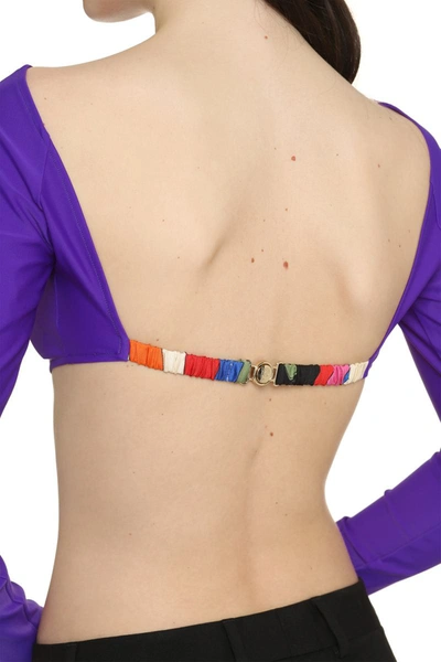 Shop Pucci Knitted Crop Top In Purple