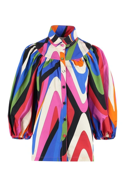 Shop Pucci Printed Cotton Shirt In Multicolor