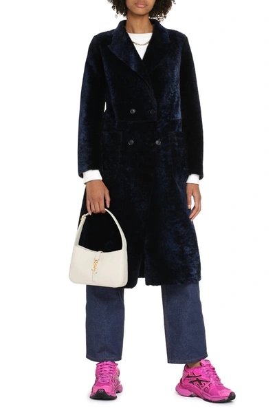 Shop Salvatore Santoro Lamb Fur Coat In Blue
