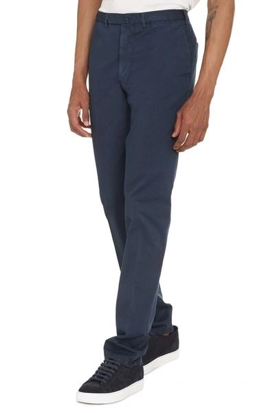 The (alphabet) Cotton-blend Chino Trousers In Blue