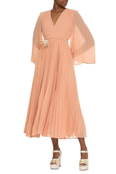 Shop Zimmermann Sunray Pleated Dress In Salmon Pink