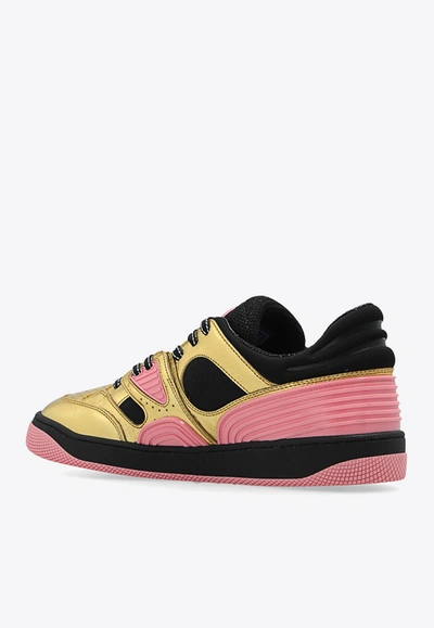 Shop Gucci Basket Leather Low-top Sneakers In Multicolor