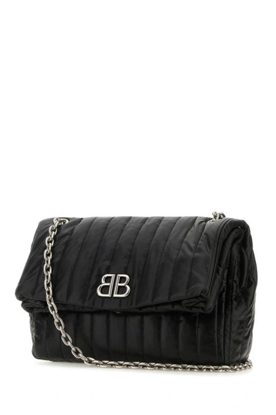 Shop Balenciaga Woman Black Leather Medium Monaco Shoulder Bag