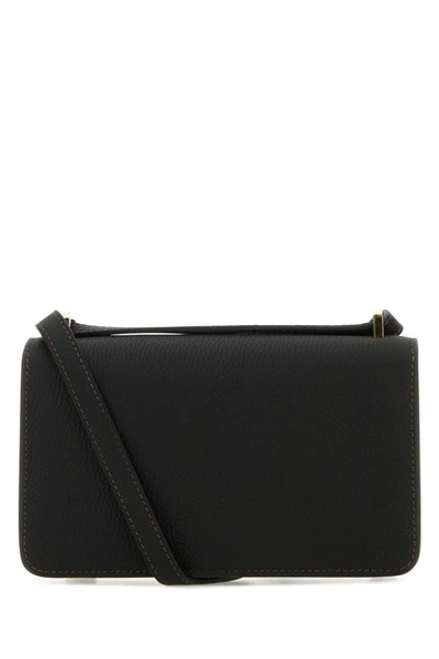 Shop Burberry Woman Black Leather Mini Tb Crossbody Bag