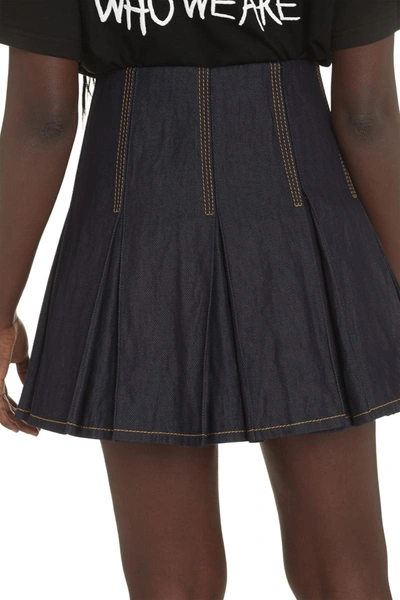 Shop Bottega Veneta Pleated Mini Skirt In Denim