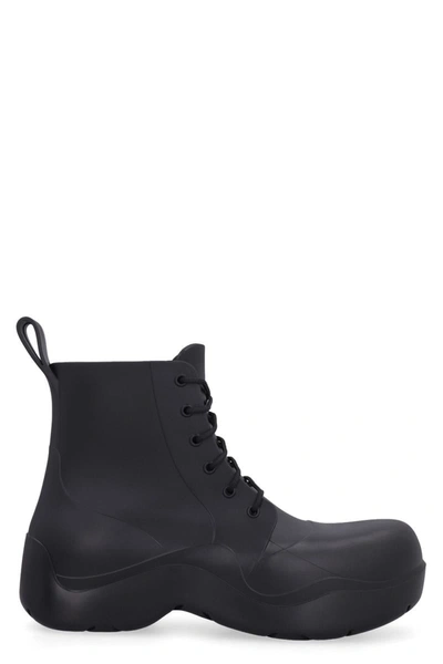 Shop Bottega Veneta Puddle Lace-up Ankle Boots In Black