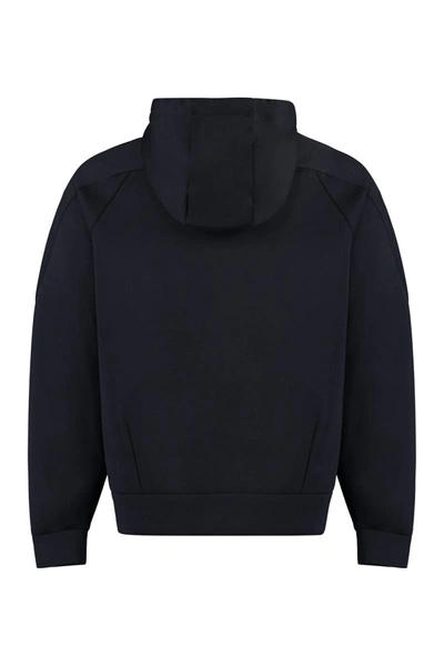 Shop Giorgio Armani Full Zip Hoodie In Blue