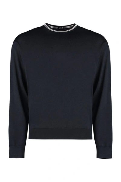 Shop Ea7 Emporio Armani Virgin Wool Crew-neck Sweater In Black