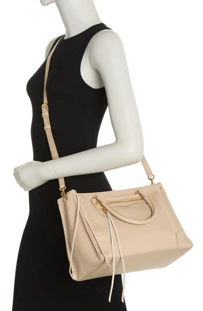 Shop Rebecca Minkoff Regan Leather Satchel In Sand Dune