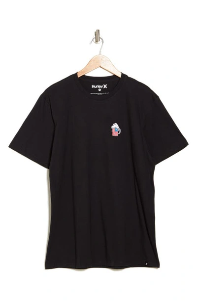 Shop Hurley Red, White & Brew Embroidered Logo T-shirt In Black