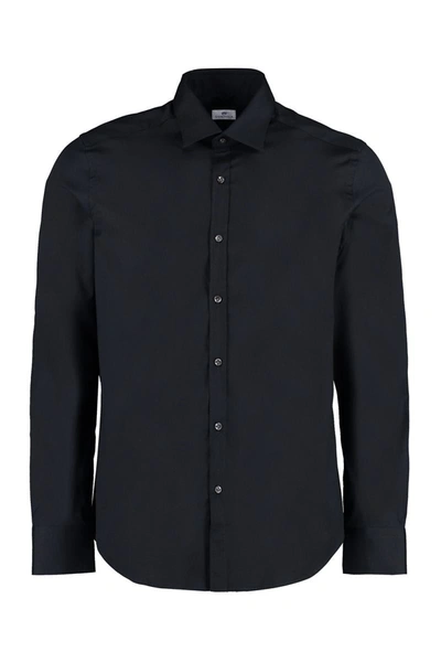 Shop Sonrisa Long Sleeve Stretch Cotton Shirt In Black