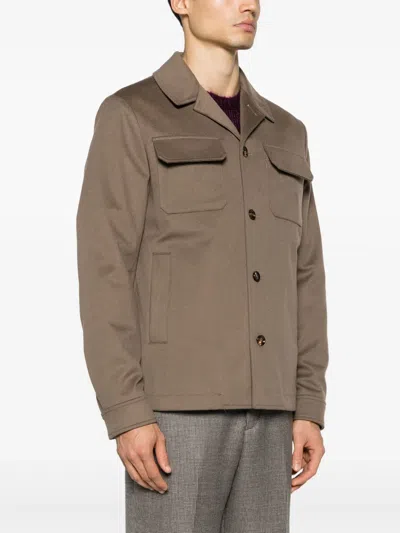 Kired Patch-pockets Wool Jacket In Brown