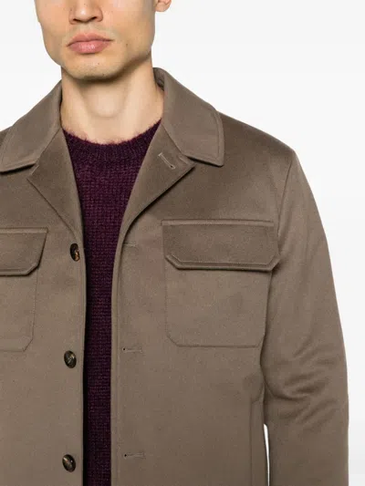 Kired Patch-pockets Wool Jacket In Brown