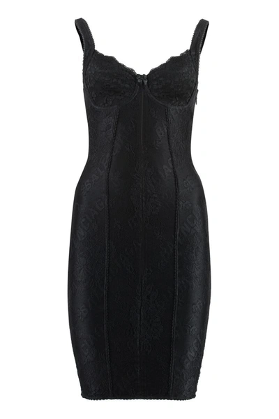 Shop Balenciaga Lace Mini Dress In Black