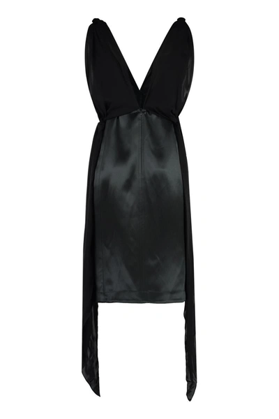 Shop Bottega Veneta Silk Midi-dress In Black