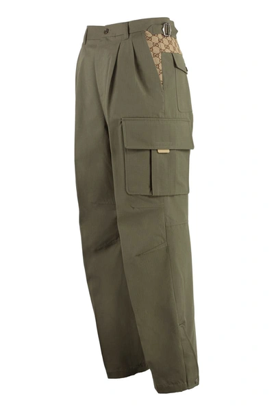 Shop Gucci Cotton Cargo-trousers In Green