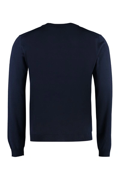 Shop Gucci Crew-neck Wool Sweater In Blue