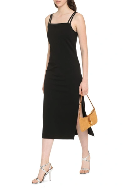 Shop Gucci Midi Dress With Side Slit In Black