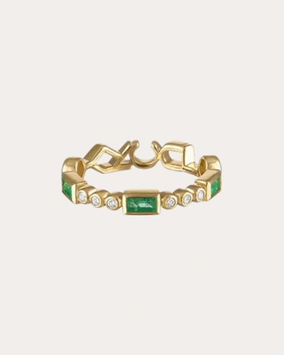 Shop Eden Presley Women's Lucky Tattoo Candy Band Ring In Diamond/emerald