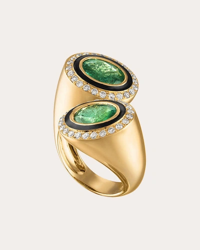 Shop Eden Presley Women's Emerald Bypass Ring 14k Gold In Green