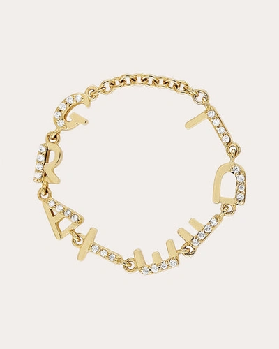 Shop Eden Presley Women's Tiny Letters 'grateful' Chain Ring In Gold