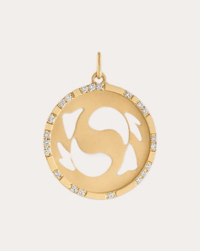 Shop Eden Presley Women's Pisces Zodiac Pendant In Gold