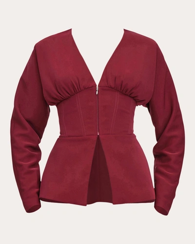 Shop Andrea Iyamah Women's Gia Corset Blazer Top In Red