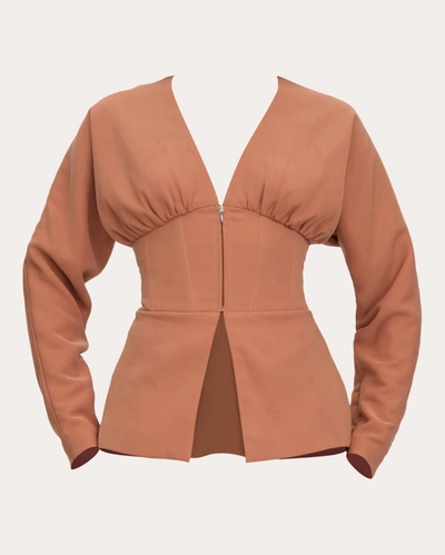 Shop Andrea Iyamah Women's Gia Corset Blazer Top In Neutrals