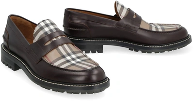 Shop Burberry Leather Loafers In Black
