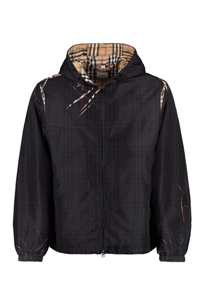 Shop Burberry Technical Fabric Hooded Jacket In Black