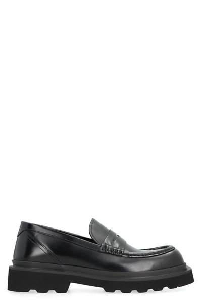 Shop Dolce & Gabbana Calfskin Loafers In Black