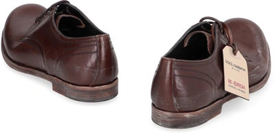 Shop Dolce & Gabbana Leather Lace-up Derby Shoes In Saddle Brown