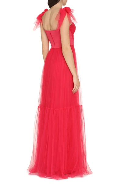 Shop Elisabetta Franchi Red Carpet Pleated Tulle Dress In Fuchsia
