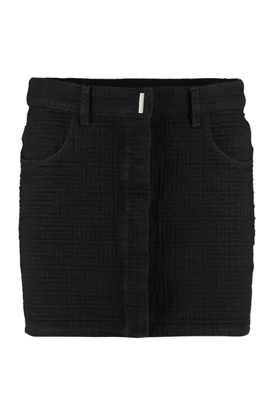 Shop Givenchy Denim Mini Skirt In Black