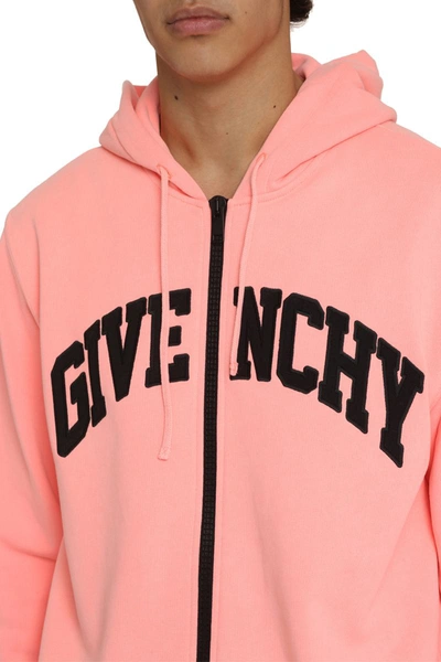 Shop Givenchy Full Zip Hoodie In Coral