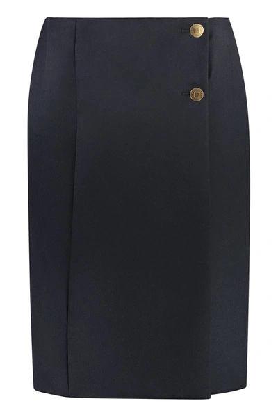 Shop Givenchy Gabardine Wrap Skirt In Blue