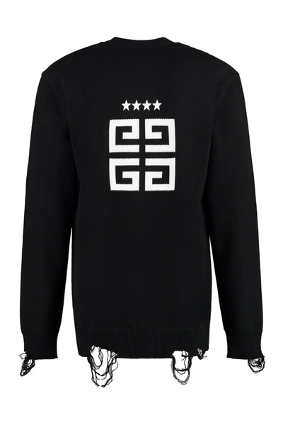 Shop Givenchy Intarsia Detail Cotton Cardigan In Black
