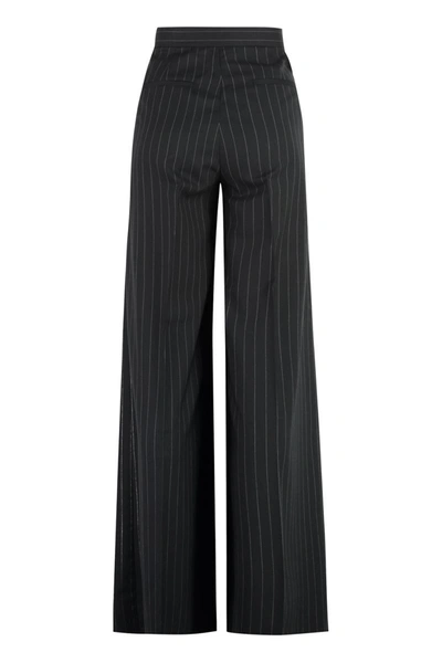 Shop Max Mara Baba Wool Wide-leg Trousers In Black