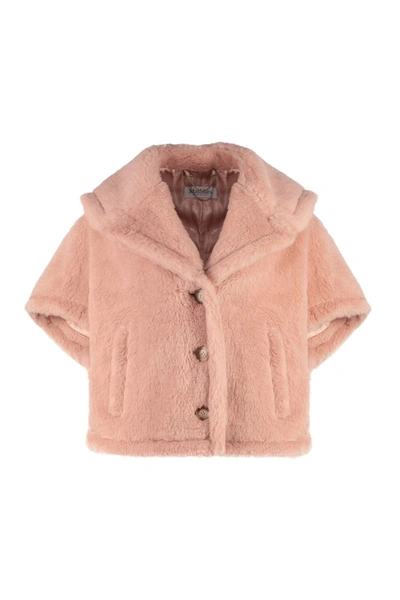 Shop Max Mara Cambusa Wool Blend Cape Coat In Pink