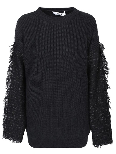 Msgm Ribbed Sweater In Black