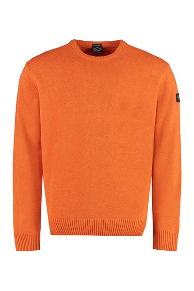 Shop Paul & Shark Wool-blend Crew-neck Sweater In Orange