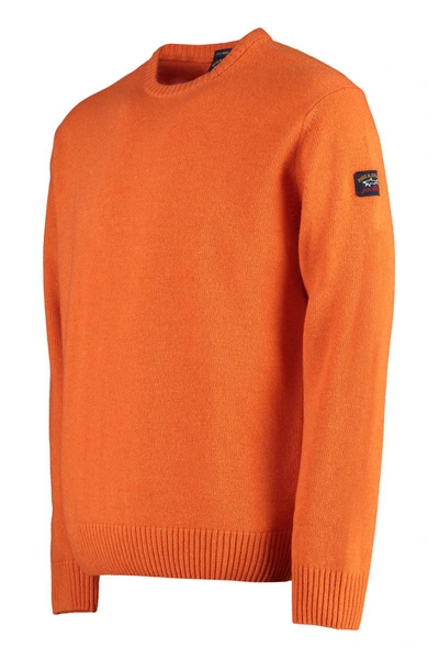 Shop Paul & Shark Wool-blend Crew-neck Sweater In Orange