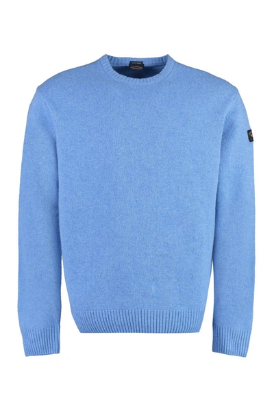 Shop Paul & Shark Wool-blend Crew-neck Sweater In Blue