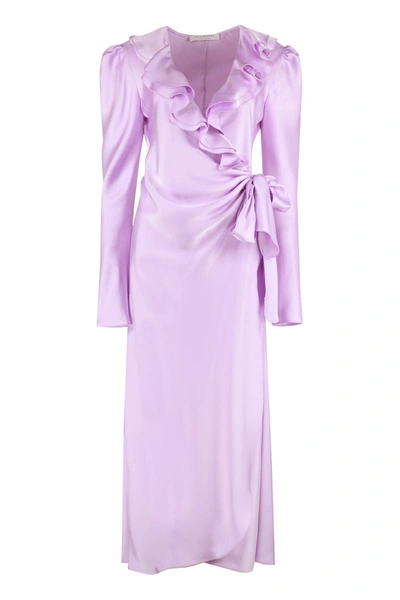 Shop Philosophy Di Lorenzo Serafini Frill Wrap-dress In Lilac