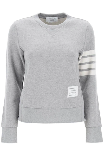 Shop Thom Browne 4-bar Crew-neck Sweatshirt In Grey