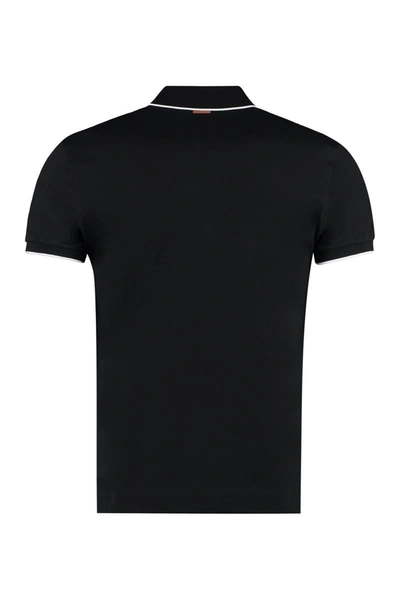 Shop Zegna Cotton-piqué Polo Shirt In Black